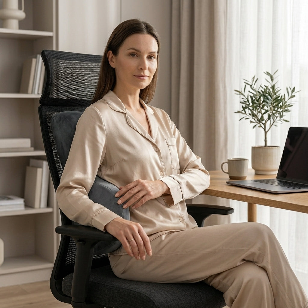 Coussin lombaire bureau SpinaDesk gris - vue détail matière et texture