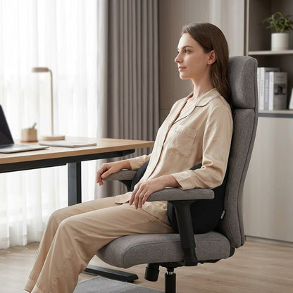 Coussin lombaire bureau SpinaDesk noir - vue détail matière et texture